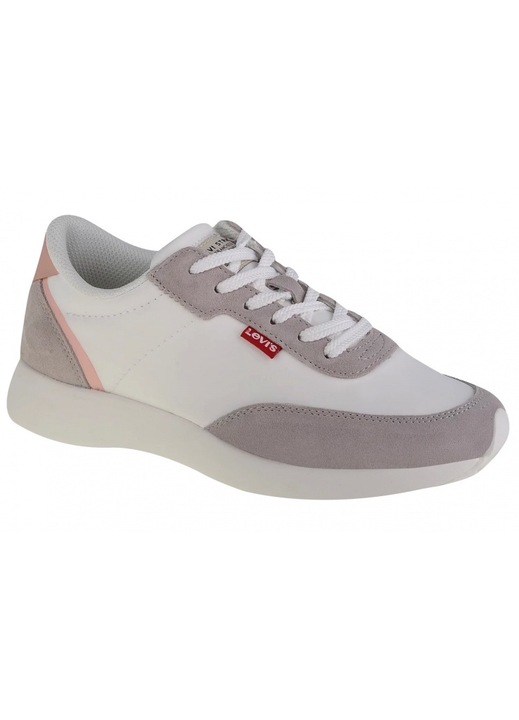 Levi's, Pantofi sport low cut cu garnituri de piele intoarsa, Alb
