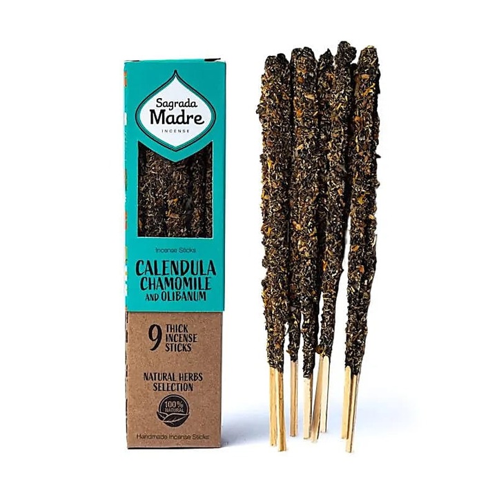 Illatos pálcikák tömjénnel, kamillával, körömvirággal és olibánummal, Sagrada Madre, 44g