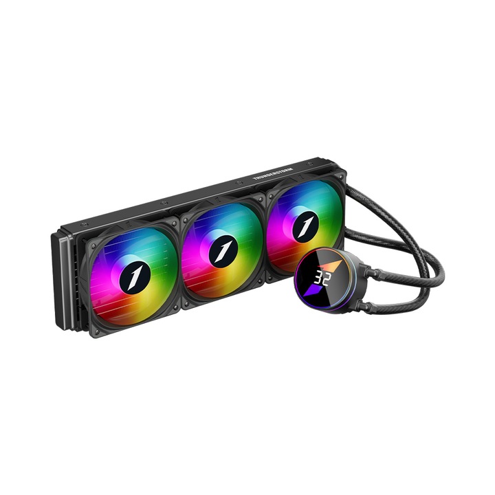 1stPlayer® Thunderstorm TS3 360 процесорен охладител, ARGB, черен, съвместим с AMD/Intel
