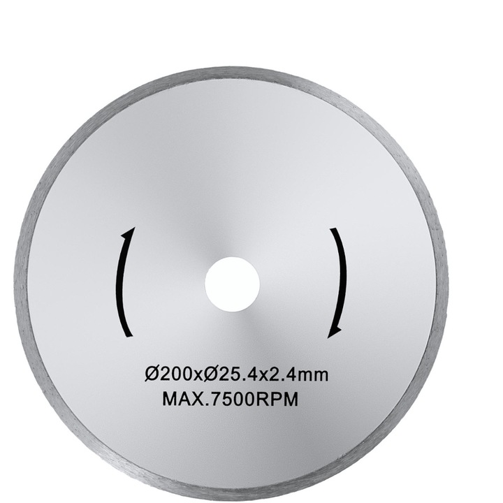 Disc fierastrau circular, MSW, Otel/Diamant, 200 x 25.4 mm, Argintiu