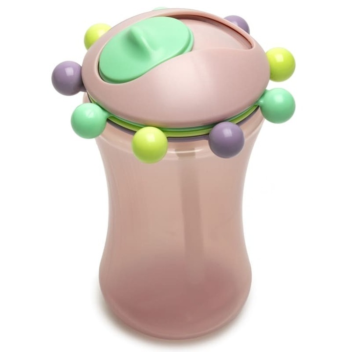 Детско шише, Melii, Силикон, Розово, 340 мл