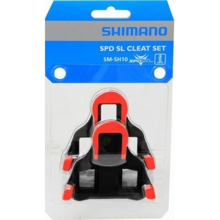 Set 2 placute pentru pedale, Shimano, Accesorii incluse, Negru/Rosu