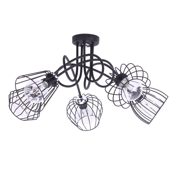 DIAMOND LOFT EDISON LAMPA DE PLAFON RETRO, negru, 37, metal, 1427/5C