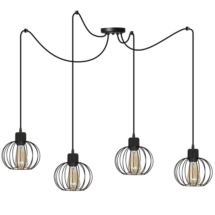 Light Home Spider 4x60W függeszték, fehér/fekete, 200cm, fém, 4 db-os foglalat szett