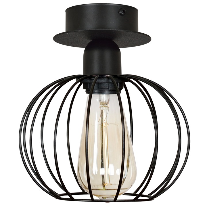 Модерен плафониер, Light Home, метал, E27, 230 V, 60 W, 18 x 21 см, черен