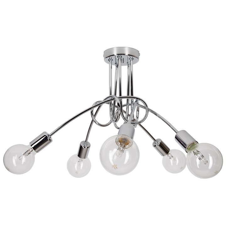 Lampa Wisząca Industrialna Edison Chrom, chrom, przezroczysty, 35, metal, EDISON 1426/5