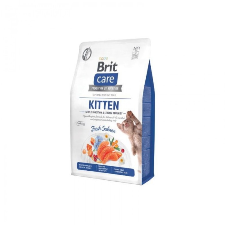 Hrana pentru pisici Brit, Grain-Free Kitten Immunity, fara gluten, fara conservanti, somon, 7kg