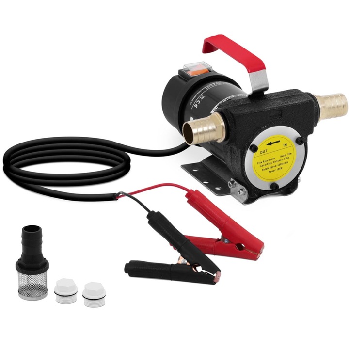 Pompa electrica cu autoamorsare, MSW, Fier, 12 V, 155 W, 40 L/min, Negru/Rosu/Auriu