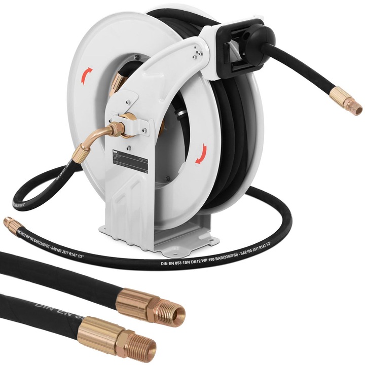 Furtun pneumatic de presiune, MSW, furtun de cauciuc rulat pe un tambur 160 bar 15 m + 2 m