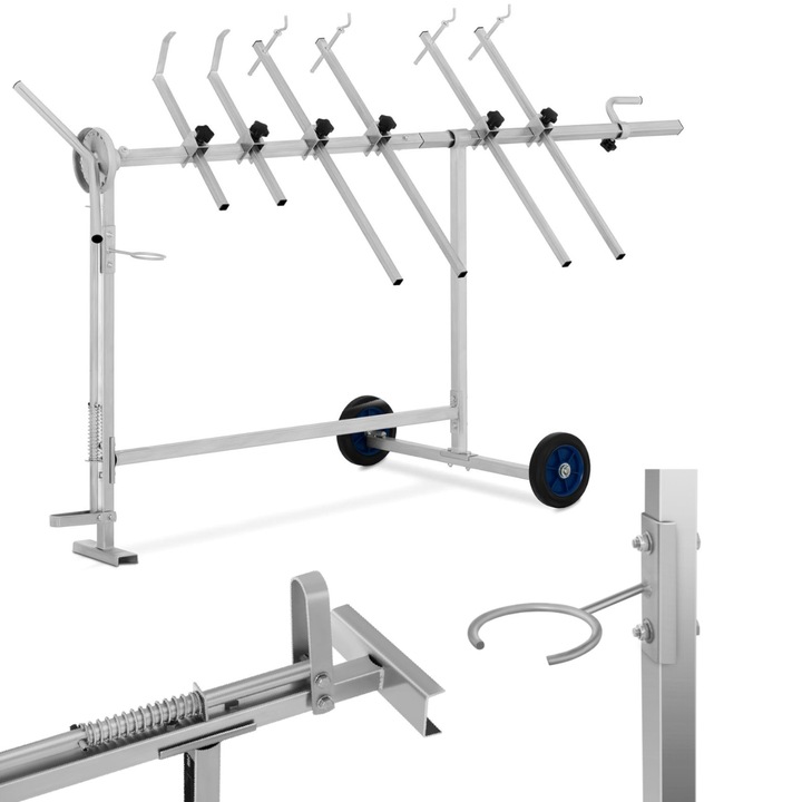 Stand rotativ pentru vopsit, MSW, Otel, 6 Brate, Argintiu/Negru