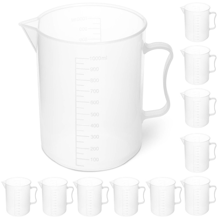 Set 10 Pahare de laborator, Steinberg Systems, din plastic, cu gradare de 1000 ml