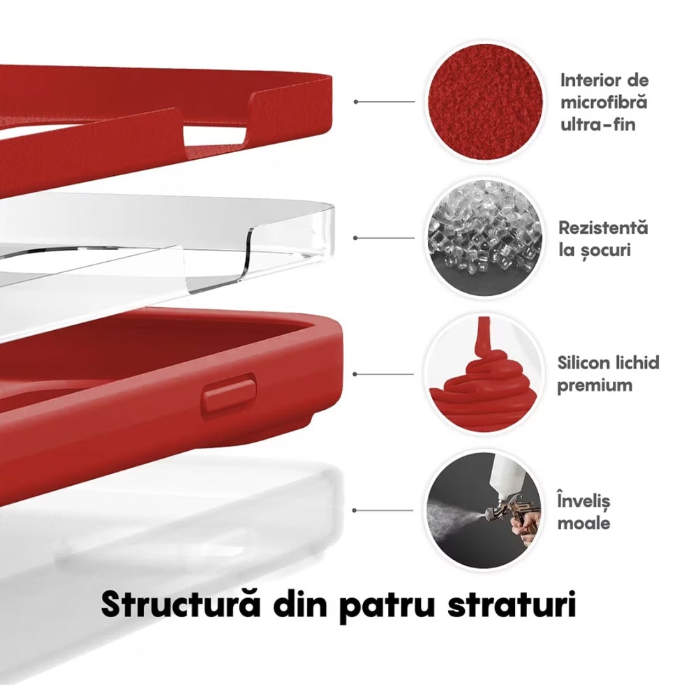Husa BestCase® Premium Silicon, Compatibila Cu OPPO A78 4G, 1.2MM Slim, Microfibra in interior, Antisoc, Rezistent la socuri, Protectie Camera, Margini ridicate pentru protectia ecranului, Rosu