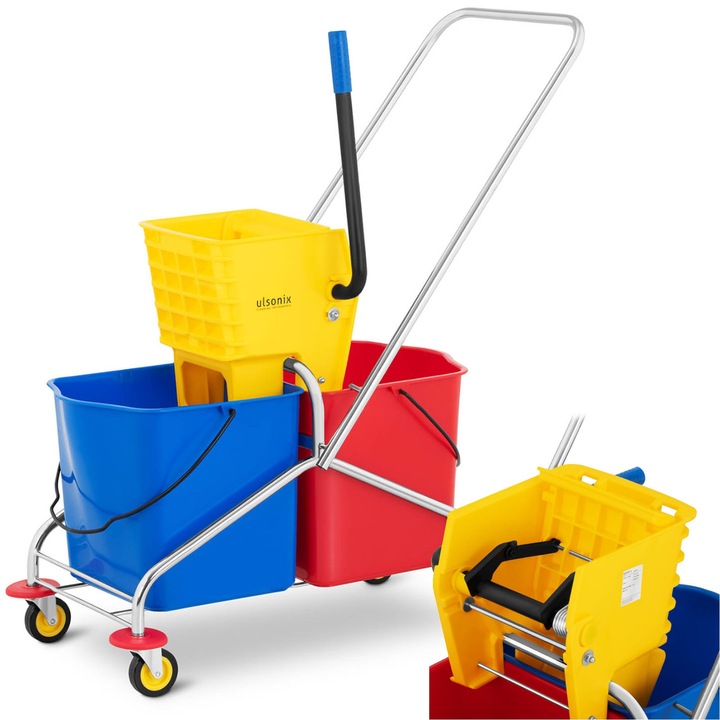 Количка, Ulsonix, за почистване на под с моп и две кофи 2 х 24 л