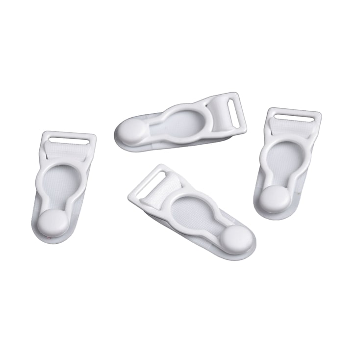 Комплект от 4 щипки за жартиера Crisalida с размери 10 x 34 mm, Бял