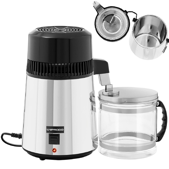 Distilator de apa, Uniprodo, cu ulcior de sticla, 4 litri