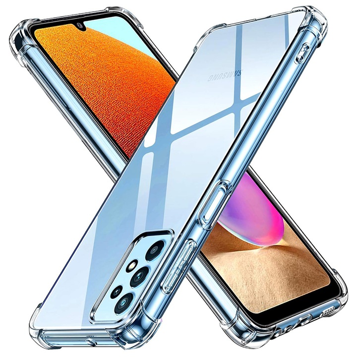 Силиконов калъф за Samsung Galaxy A32 4G, Slim Anti-Shock, TPU, Перфектно прилягане, Гъвкав, Издръжлив, Удароустойчиви ъгли, Пълна прозрачност