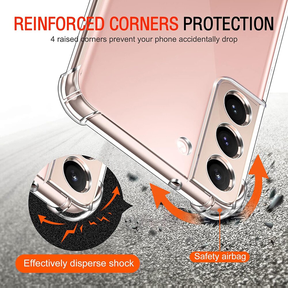 Husa de silicon pentru Samsung Galaxy S22, Slim Anti-Soc, TPU, Potrivire perfecta, Flexibil, Durabil, Colturi rezistente la impact, Transparenta completa