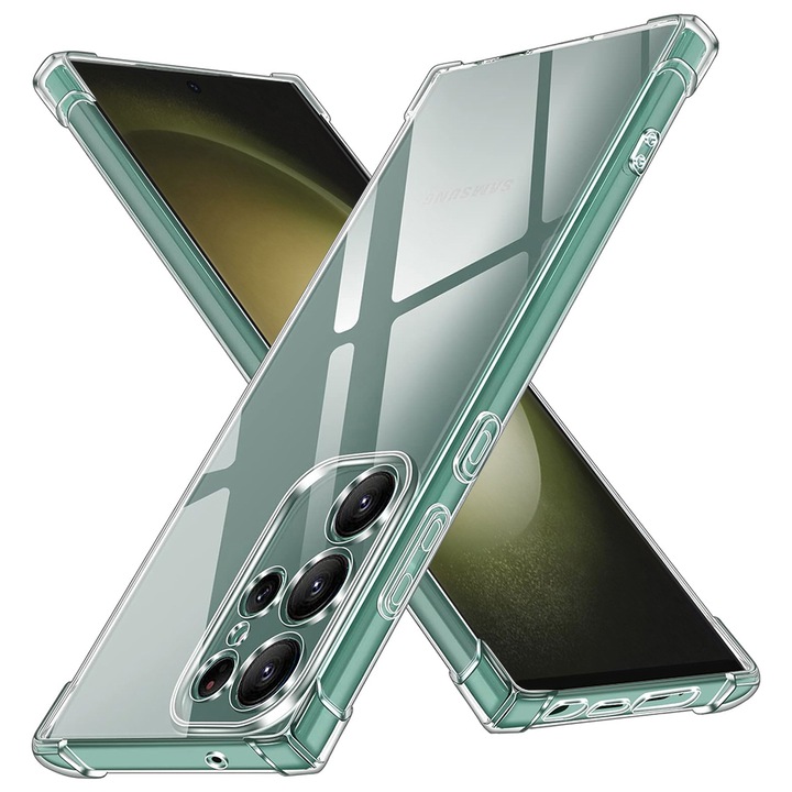 Силиконов калъф за Samsung Galaxy S23 Ultra, тънък анти-шок, TPU, перфектно прилепване, гъвкав, издръжлив, удароустойчиви ъгли, пълна прозрачност