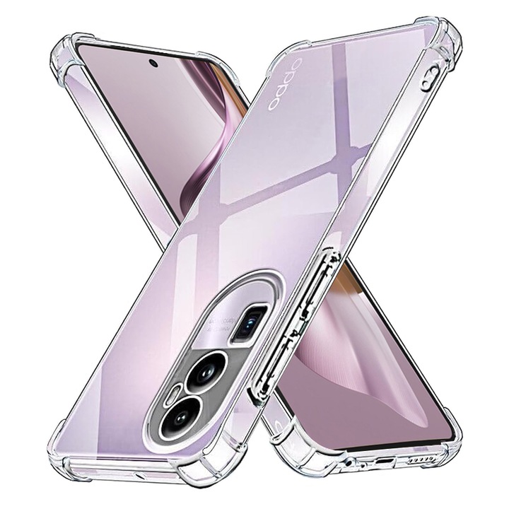 Силиконов калъф за Oppo Reno10 Pro+, тънък анти-шок, TPU, идеално прилягане, гъвкав, издръжлив, удароустойчиви ъгли, пълна прозрачност