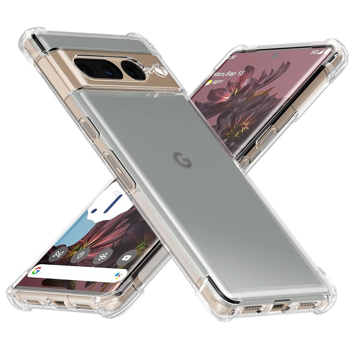 Szilikon tok Google Pixel 7 Pro telefonhoz, Slim Anti-Shock, TPU, Tökéletes illeszkedés, Rugalmas, Tartós, Ütésálló sarkok, Teljes átlátszóság