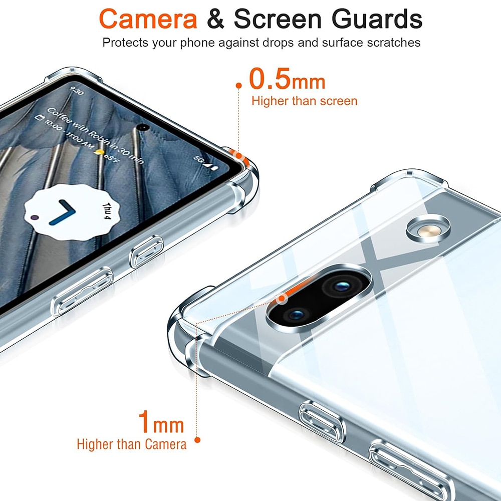 Husa de silicon pentru Google Pixel 7a, Slim Anti-Soc, TPU, Potrivire perfecta, Flexibil, Durabil, Colturi rezistente la impact, Transparenta completa