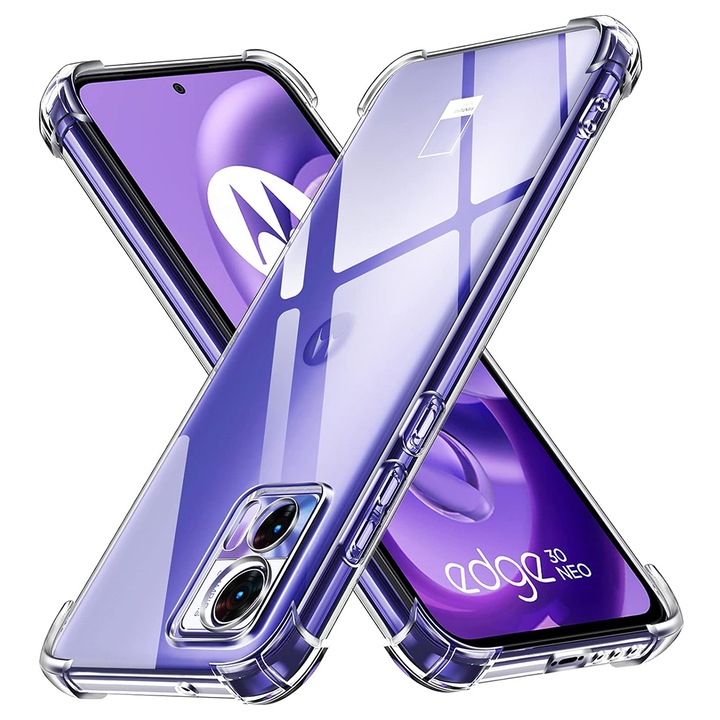 Szilikon tok Motorola Edge 30 Neo-hoz, Slim Anti-Shock, TPU, Tökéletes illeszkedés, Rugalmas, Tartós, Ütésálló sarkok, Teljes átlátszóság