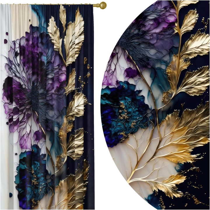 Draperii Gata Confectionat, Homeview, Zas177, Rejansa, 100% Poliester, 180G/M2, Simpla, Multicolor, 140X230