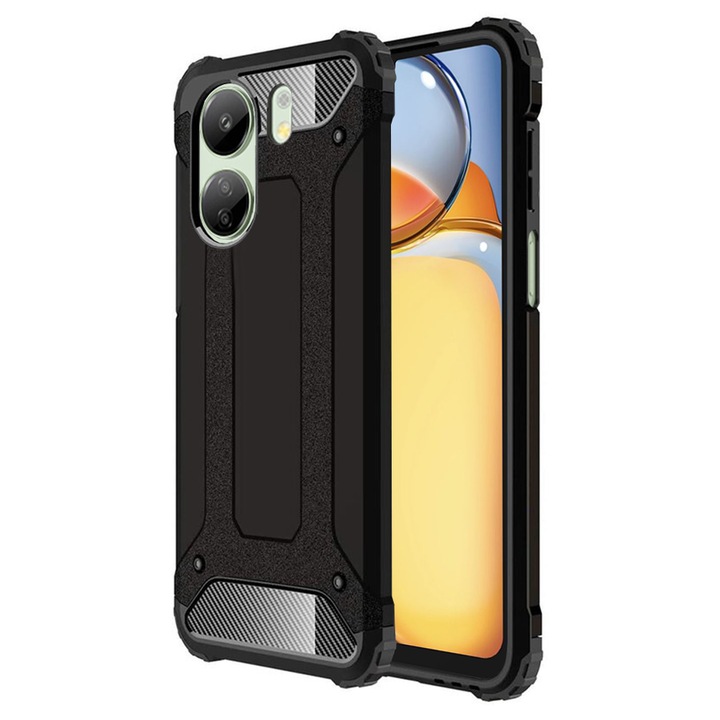Husa Techsuit Hybrid Armor compatibila cu Xiaomi Redmi 13C 4G/Poco C65, Neagra