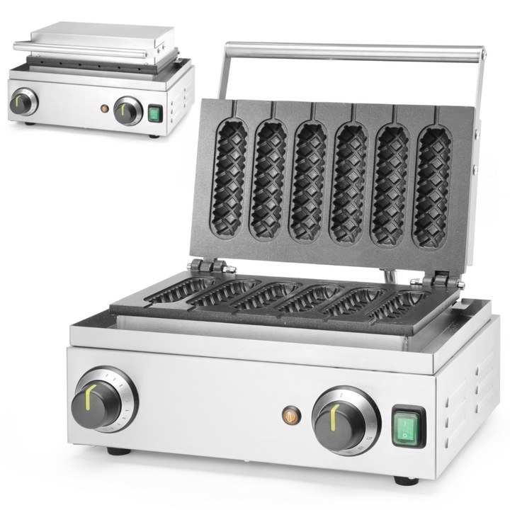 Машина за гофрети Corn-dog Hendi, 6 гофрети, инокс, 390x340x245 мм