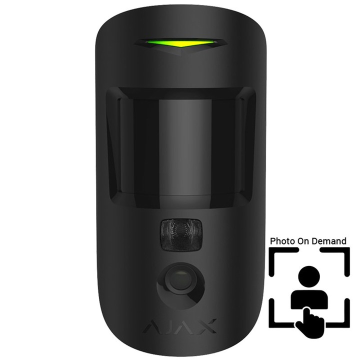 Detector de miscare, Ajax Security, cu camera neagra (PhOD), Negru
