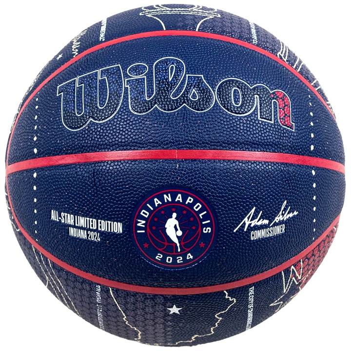Minge baschet, Wilson NBA All-Star 2024 Indianapolis Collector Ball WZ2015601XB, Albastru marin, 7