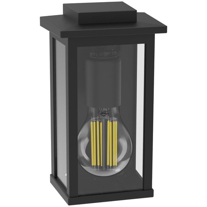 Aplica pentru exterior Philips Mirth, E27, Max 25W, IP44, Aluminu, Negru, 24 cm