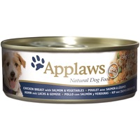 Hrana umeda pentru caini, Applaws, Pui, Somon si Legume, conserva 156 g