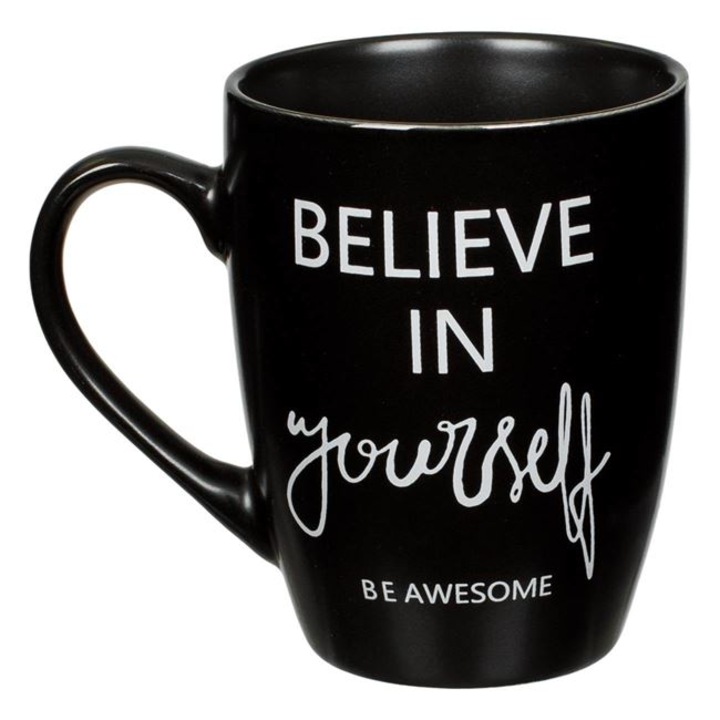 Чаша, New Bone Mug Message Believe in Yourself 370 мл, Черен мат