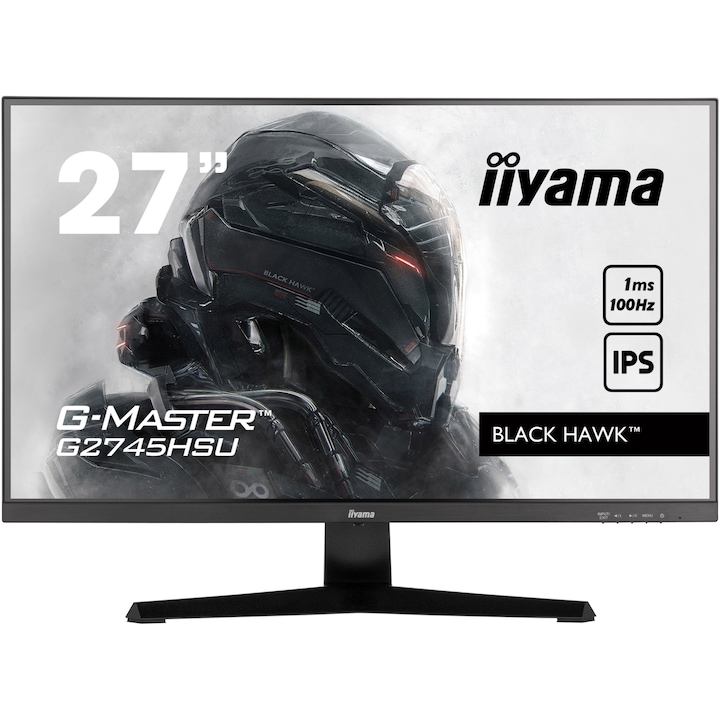 Monitor gaming LED IPS iiyama G-Master G2745HSU-B1 27" Full HD, HDMI, Display Port, 100Hz, AMD FreeSync™ technology, BLACK HAWK ™, Vesa, Negru