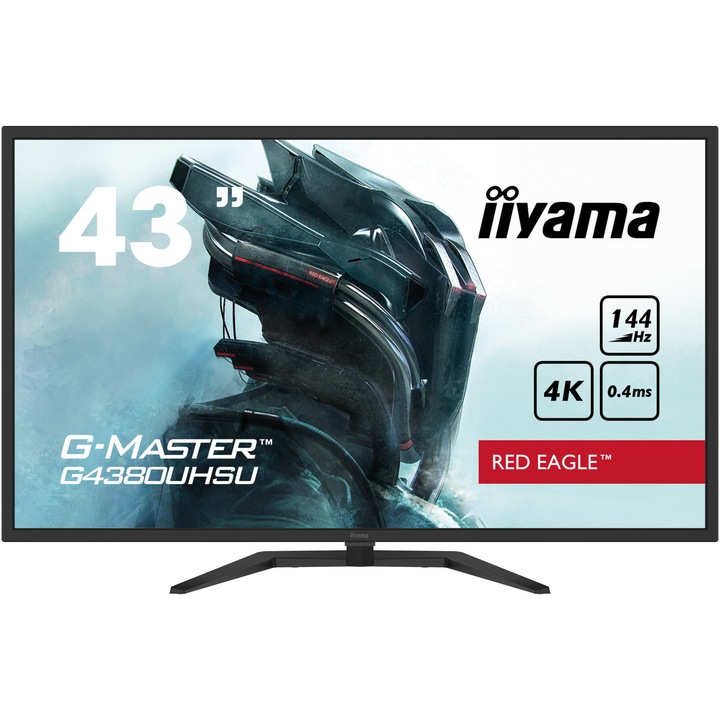 iiyama G-Master G4380UHSU-B1 42,5"-os UHD LED gaming monitor VA, HDMI, Display Port, 144Hz, AMD FreeSync™ Premium technológia, RED EAGLE™, Vesa, Fekete