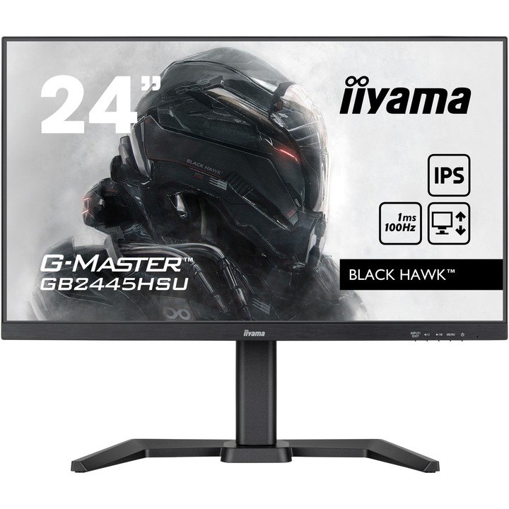 Monitor gaming LED IPS iiyama G-Master GB2445HSU-B1 24" Full HD, HDMI, Display Port, 100Hz, AMD FreeSync™ technology, BLACK HAWK ™, HAS (150mm) + Pivot, Vesa, Negru