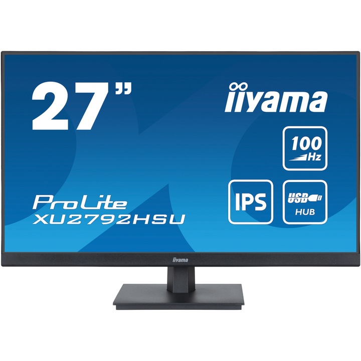 Monitor, Iiyama, ProLite, XU2792HSU-B6, 27", IPS, LED, 100 Hz, 0,4 ms/HDMI, DisplayPort, USB hub/FlickerFree