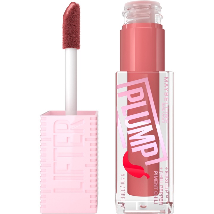 Luciu de buze cu efect de marire Maybelline New York Lifter Plump, 005 Peach Fever, 5.4ml