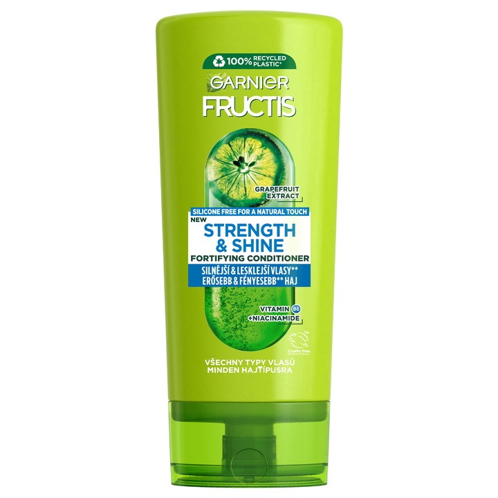 Garnier Fructis Strength & Shine Hajerősítő hajbalzsam gyenge és fakó hajra, 200 ml