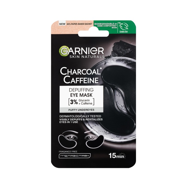 Garnier Skin Naturals Charcoal Caffeine szemkörnyékmaszk a szemkörnyék frissítéséért, 5g