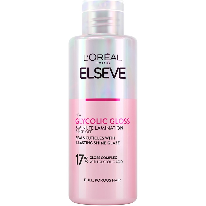 Crema-tratament L'Oreal Paris Elseve Glycolic Gloss pentru stralucirea parului, 17% Acid Glicolic, necesita clatire, 200 ml