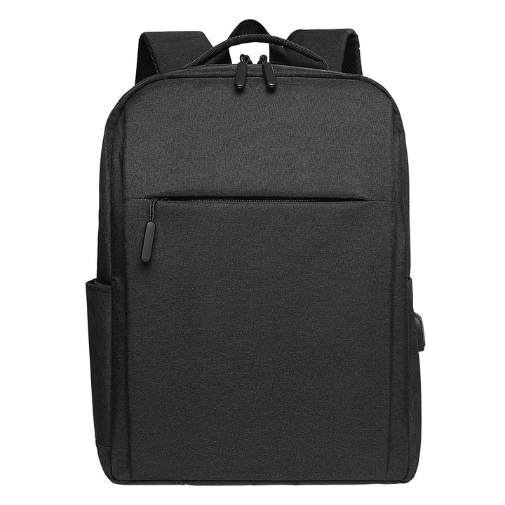 Интелигентна чанта, Baronn, USB порт, 2 ципа, разделена на отделения, водоустойчива, 42 x 34 x 12 см, черна