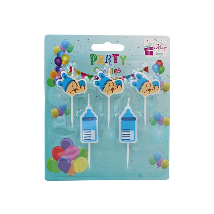 Комплект от 5 парти свещи за бебе момче