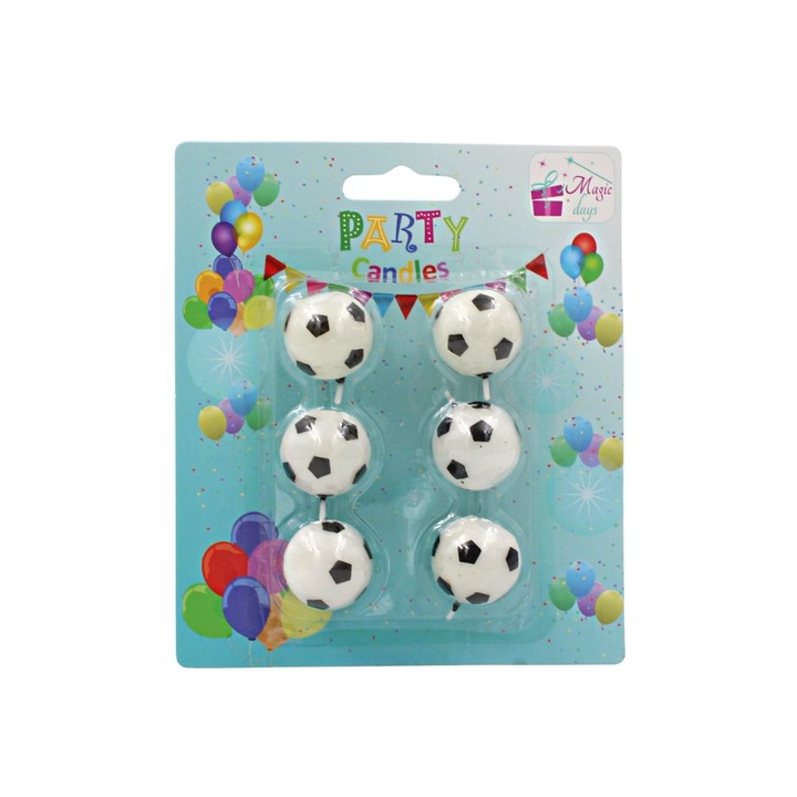 Комплект от 6 парти свещи за футболна топка