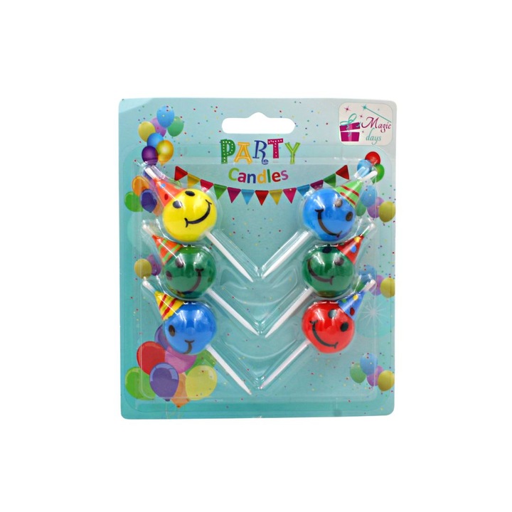 Комплект от 6 усмихнати парти свещи