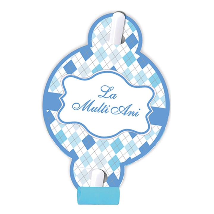 Set 8 buc suflatori albastru, alb, 26 cm, la multi ani, QT9819