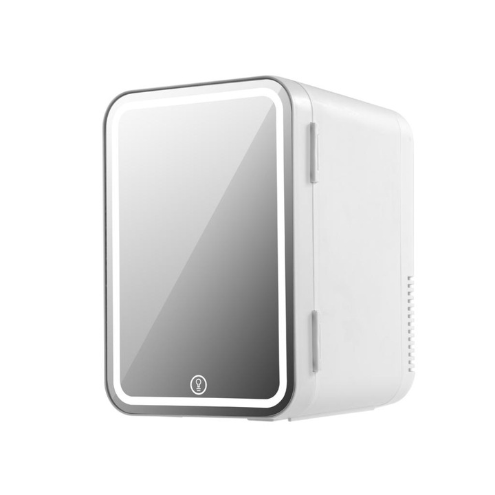 Mini Frigider cosmetic XO 12V / 220V cu oglinda CZ015, alb