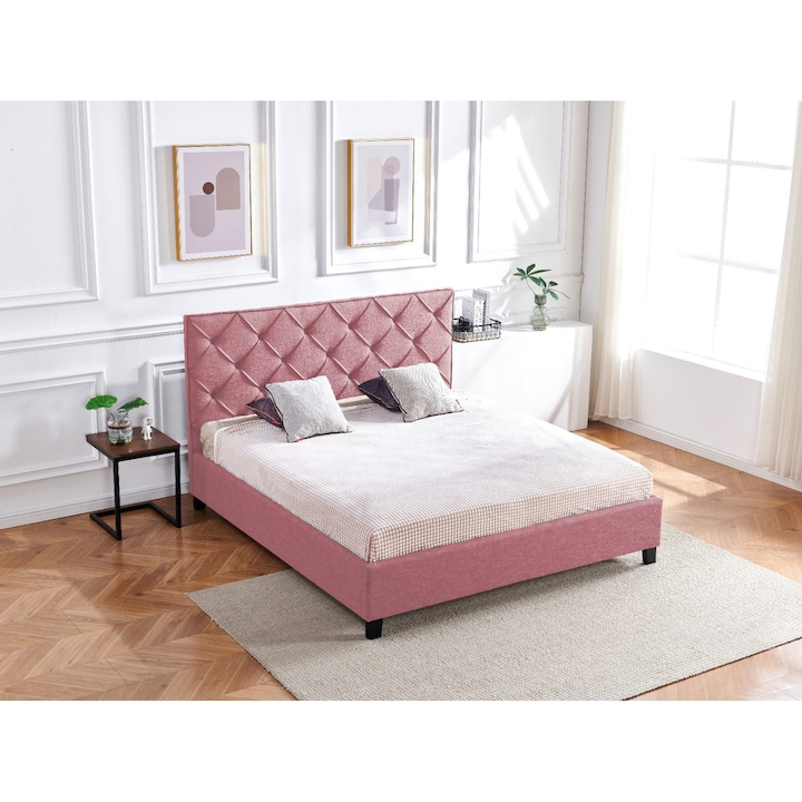 Pat Hypnotic 160x200 cm Tapitat Catifea Roz Somiera Inclusa Marketmob