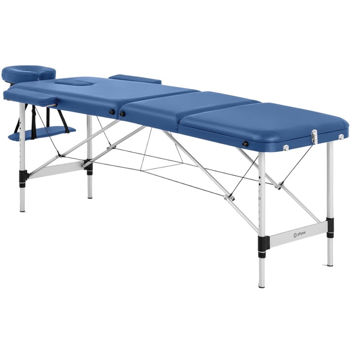 Masszázságy, Physa, alumínium/PVC, 185 x 60 x 60-81 cm, kék/ezüst